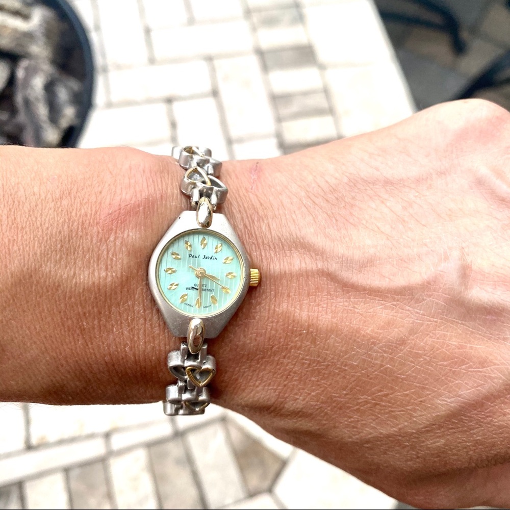 Paul Jardin Aqua Face Women’s Watch Heart Links 💖